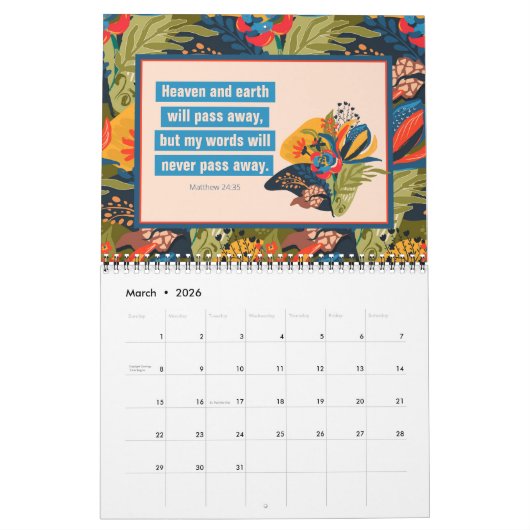 開花信仰抽象芸術フローラカレンダー カレンダー (3月 2026)