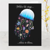 開花勇気付けられるフローラクラゲ カード (黄色い花)