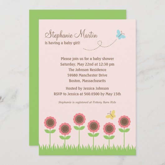 開花大切ズベビーシャワー招待状 招待状 (正面/裏面)