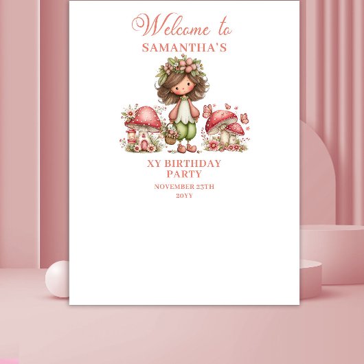 開花妖精 ピンクの花の女の子の誕生日背景 タペストリー