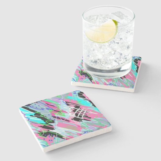 開花抽象芸術 ストーンコースター (横)