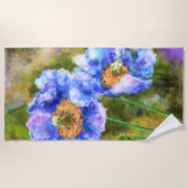 開花春の花抽象芸術絵画・アート ビーチタオル (正面)