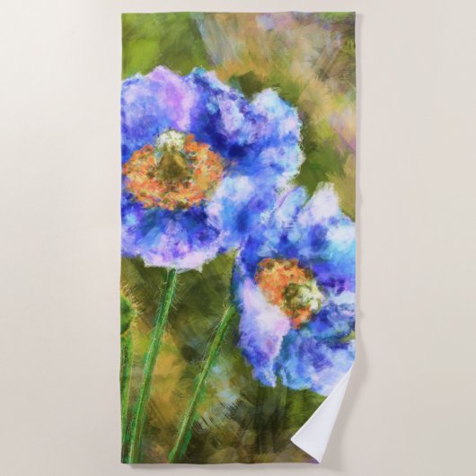 開花春の花抽象芸術絵画・アート ビーチタオル (正面)