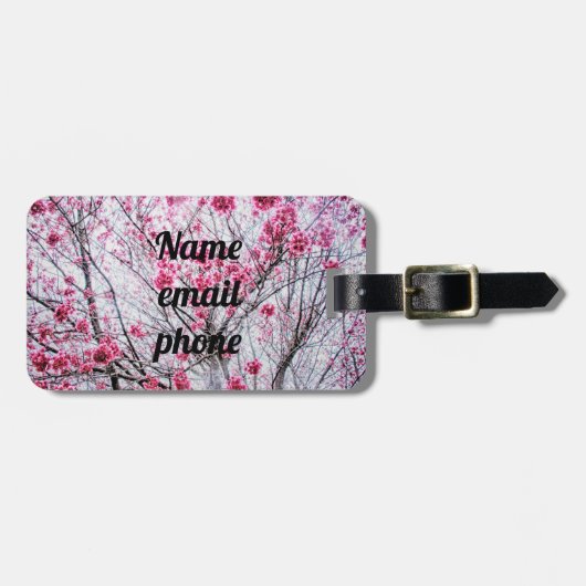 開花木の枝とさくらんぼ ラゲッジタグ (正面横)