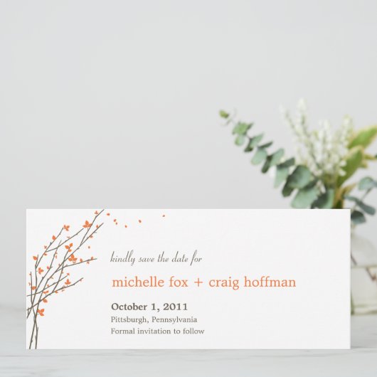 開花枝が日付カードを節約-オレンジ セーブザデート (スタンド正面)