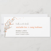 開花枝が日付カードを節約-オレンジ セーブザデート (正面)