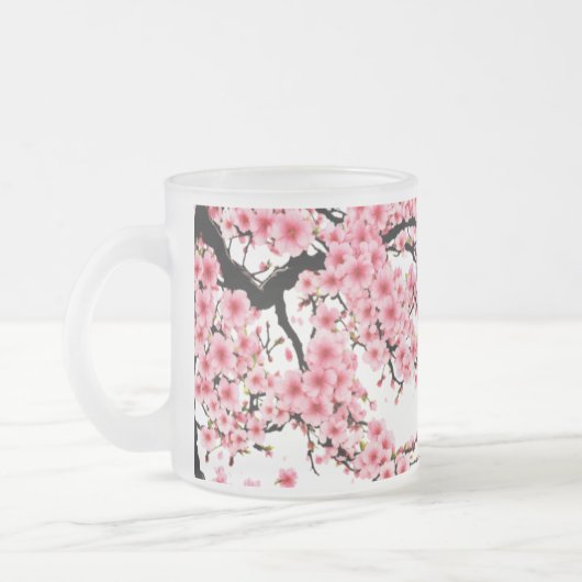 開花枝すりガラスのマグカップ(10 oz) フロストグラスマグカップ (左)