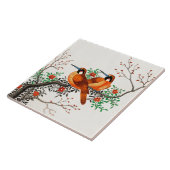 開花枝に2羽の鳥 タイル (側面)