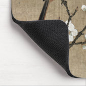 開花枝の上の鳥 マウスパッド (コーナー)