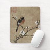開花枝の上の鳥 マウスパッド (マウス)
