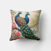 開花枝の上の2つのピーコック クッション (裏面)