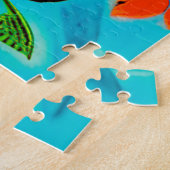 開花枝の小さなオレンジ色の鳥 ジグソーパズル (側面)