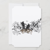 開花枝ヴィンテージラブバードの結婚式の招待 招待状 (裏面)