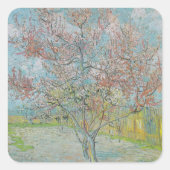 開花桃の木 スクエアシール (正面)