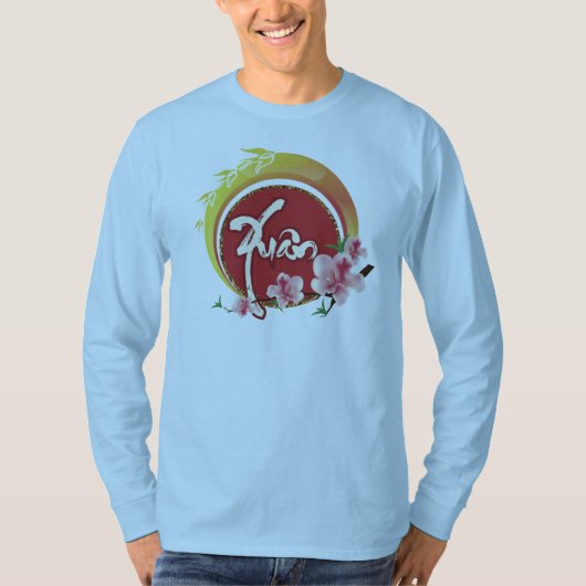 開花梅枝桃の花と春 Tシャツ (正面)