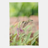 開花植物のハチドリ キッチンタオル (縦)