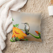 開花植物のハチドリ クッション (ブランケット)