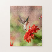 開花植物のハチドリ ジグソーパズル (縦)