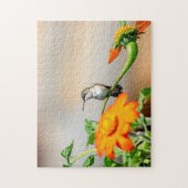 開花植物のハチドリ ジグソーパズル (縦)