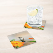 開花植物のハチドリ スクエアペーパーコースター (インサイチュ)