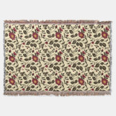 開花椿レッドダークグリーン スローブランケット (正面)