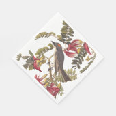 開花樹の上に灰色のキングバードオードボンバード スタンダードランチョンナプキン (角)