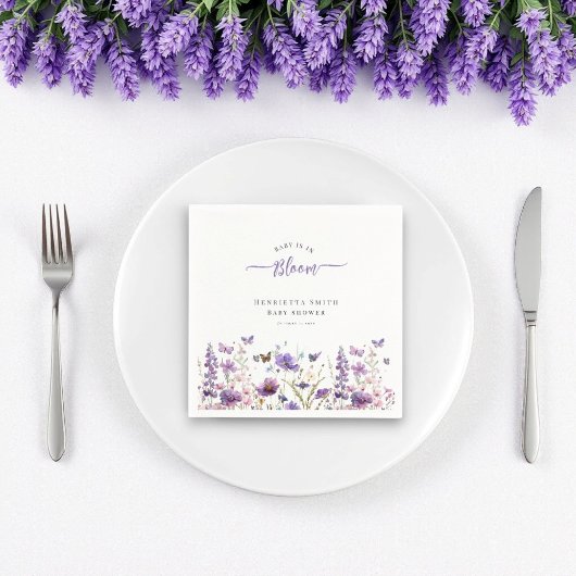 開花水モダン色ベビーシャワーベビー スタンダードカクテルナプキン