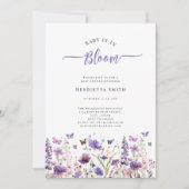 開花水モダン色ベビーシャワーベビー 招待状 (正面)