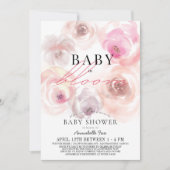 開花水彩バラドライブバイベビーシャワーのベビー 招待状 (正面)