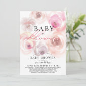 開花水彩バラドライブバイベビーシャワーのベビー 招待状 (スタンド正面)