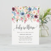 開花水彩花赤ちゃんシャワー縁どにベビー 招待状 (スタンド正面)