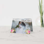 開花水彩3写真結婚の感謝 サンキューカード (正面)