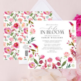 開花水色フローラシャワーにおけるQRコードベビー 招待状