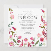 開花水色フローラシャワーにおけるQRコードベビー 招待状 (正面)