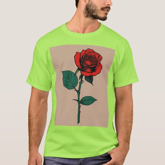 開花生活 – ミニマルバラステンシルTシャツ Tシャツ (正面)