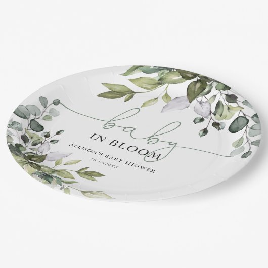 開花男女兼用の赤ちゃんシャワーのベビー ペーパープレート (アングル)