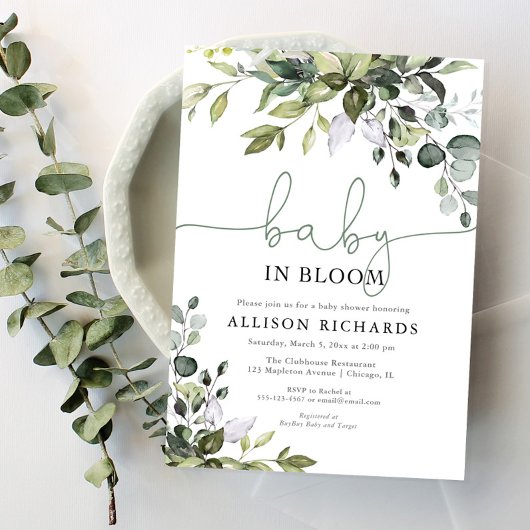 開花男女兼用の赤ちゃんシャワーのベビー 招待状