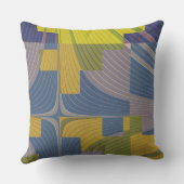 開花畑モダン抽象芸術ブルーイエロー アウトドアクッション (裏面)