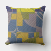 開花畑モダン抽象芸術ブルーイエロー アウトドアクッション (正面)