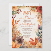 開花秋フローラフレーム赤ちゃんシャワーベビー 招待状 (正面)