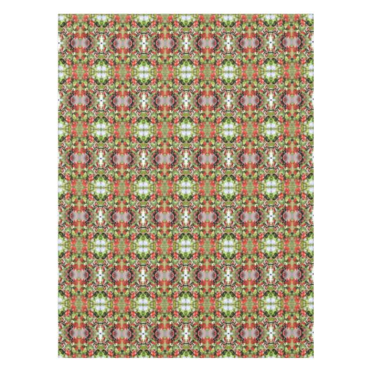 開花紅花抽象芸術模様 テーブルクロス (正面)