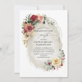 開花素朴の田舎の花の卒業 招待状 (正面)
