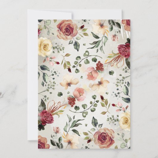 開花素朴の田舎の花の卒業 招待状 (裏面)