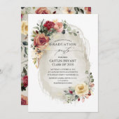開花素朴の田舎の花の卒業 招待状 (正面/裏面)