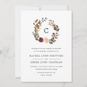 開花素朴モノグラム結婚式招待状 招待状 (正面)