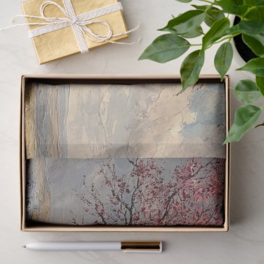 開花素朴木の切り離しを持つ農家 薄葉紙 (ギフト)