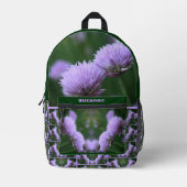 開花紫色のホタマネギパーソナライズされた プリントバックパック (正面)