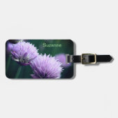 開花紫色のホタマネギパーソナライズされた ラゲッジタグ (正面横)