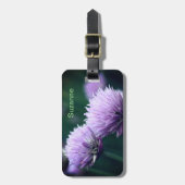 開花紫色のホタマネギパーソナライズされた ラゲッジタグ (正面縦)