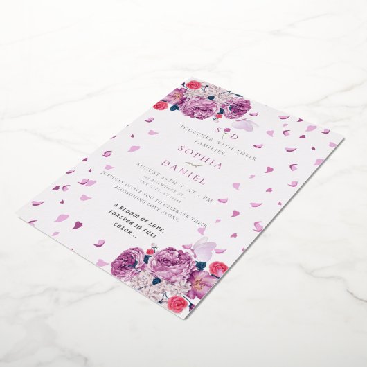 開花結婚の 箔招待状 (回転した状態)